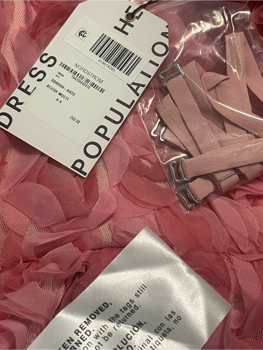 Dress the Population Coral Pink Rosette Strap Mini Dress - Picture 5 of 5